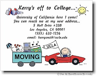 Pen At Hand Stick Figures - Moving Card (College - color)